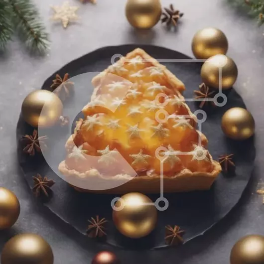 Intra Συλλεκτικό Ξύλινο Παζλ Plywood  4mm - Χριστουγεννιάτικο δέντρο τούρτα με χρυσά στολίδια Σε Ξύλινο Κουτί - Διαστάσεις: 10x10 cm – 25 κομμάτια