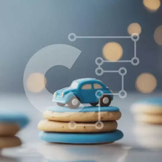 Intra Συλλεκτικό Ξύλινο Παζλ Plywood  4mm - Στοίβα μπλε μπισκότα με αυτοκίνητο παιχνιδιών Σε Ξύλινο Κουτί - Διαστάσεις: 10x10 cm – 25 κομμάτια