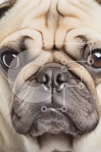 Intra Συλλεκτικό Ξύλινο Παζλ Plywood  4mm - Κοντινό πλάνο πορτρέτο ενός σκύλου πατημασιά Σε Ξύλινο Κουτί - Διαστάσεις: 10x10 cm – 25 κομμάτια