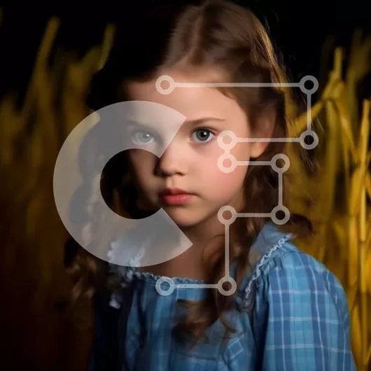 Intra Συλλεκτικό Ξύλινο Παζλ Plywood  4mm - Όμορφη εικόνα ενός κοριτσιού με μπλε φόρεμα σε ένα χωράφι με χρυσό σιτάρι Σε Ξύλινο Κουτί - Διαστάσεις: 10x10 cm – 25 κομμάτια