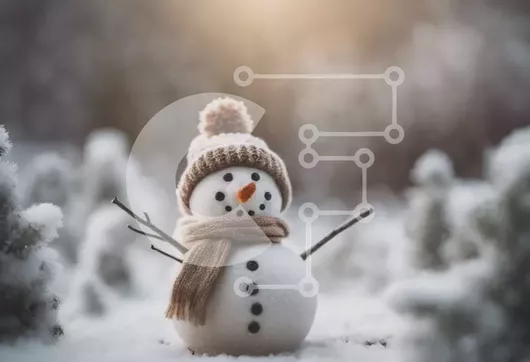 Intra Συλλεκτικό Ξύλινο Παζλ Plywood  4mm - Χιονάνθρωπος στο χιόνι με δέντρα Σε Ξύλινο Κουτί - Διαστάσεις Puzzle: 10x10 cm – 25 κομμάτια