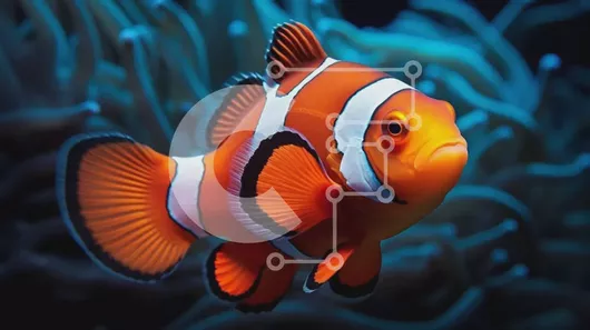 Intra Συλλεκτικό Ξύλινο Παζλ Plywood  4mm - Ψάρι κλόουν που κολυμπά στον ωκεανό Σε Ξύλινο Κουτί - Διαστάσεις: 10x10 cm – 25 κομμάτια