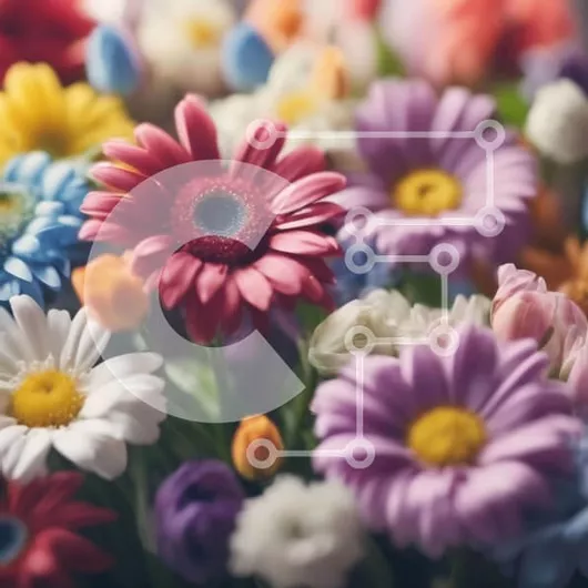 Intra Συλλεκτικό Ξύλινο Παζλ Plywood  4mm - Πολύχρωμο μπουκέτο λουλούδια με μαργαρίτες, τουλίπες και ασφόδελους Σε Ξύλινο Κουτί - Διαστάσεις: 10x10 cm – 25 κομμάτια