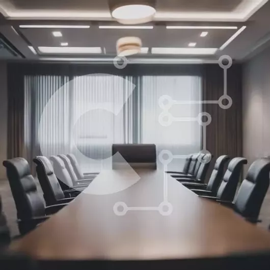 Intra Συλλεκτικό Ξύλινο Παζλ Plywood  4mm - Κενή αίθουσα συνεδριάσεων με μακρύ τραπέζι και μαύρες καρέκλες Σε Ξύλινο Κουτί - Διαστάσεις Puzzle: 10x10 cm – 25 κομμάτια