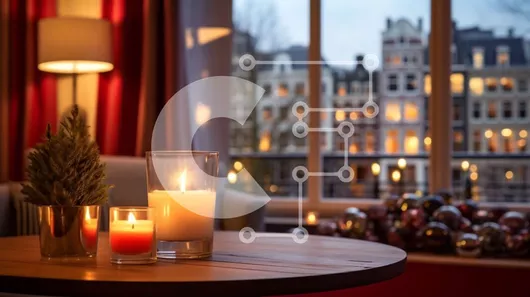 Intra Συλλεκτικό Ξύλινο Παζλ Plywood  4mm - Χριστουγεννιάτικα στολίδια με αναμμένο κερί σε στρογγυλό τραπέζι Σε Ξύλινο Κουτί - Διαστάσεις Puzzle: 10x10 cm – 25 κομμάτια