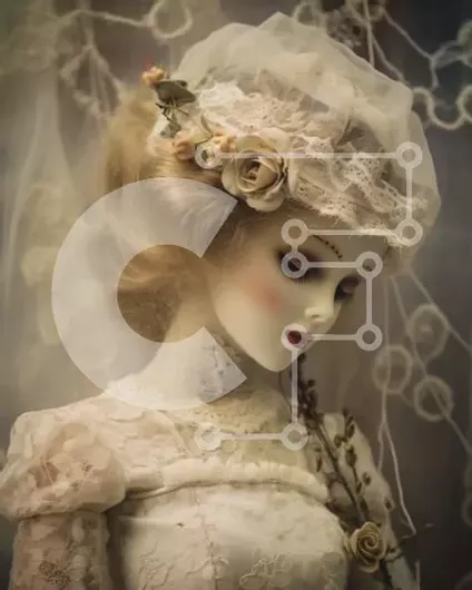 Intra Συλλεκτικό Ξύλινο Παζλ Plywood  4mm - Κομψή κούκλα σε λευκό φόρεμα με στολισμένα λουλούδια Σε Ξύλινο Κουτί - Διαστάσεις Puzzle: 10x10 cm – 25 κομμάτια