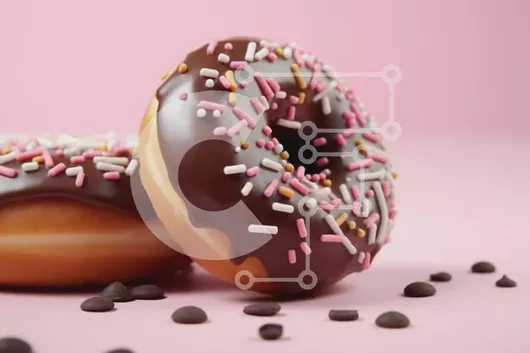 Intra Συλλεκτικό Ξύλινο Παζλ Plywood  4mm - Ντόνατς με επικάλυψη σοκολάτας σε ροζ φόντο Σε Ξύλινο Κουτί - Διαστάσεις: 10x10 cm – 25 κομμάτια