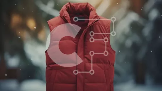 Intra Συλλεκτικό Ξύλινο Παζλ Plywood  4mm - Κόκκινο γιλέκο Puffer σε Χιονισμένο σκηνικό Σε Ξύλινο Κουτί - Διαστάσεις Puzzle: 10x10 cm – 25 κομμάτια