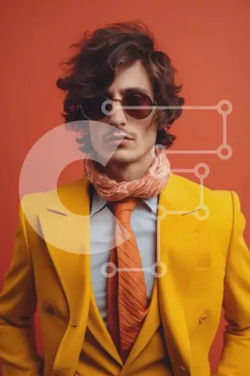 Intra Συλλεκτικό Ξύλινο Παζλ Plywood  4mm - Κομψή ατομική με κίτρινο κοστούμι με πορτοκαλί τόνους Σε Ξύλινο Κουτί - Διαστάσεις Puzzle: 10x10 cm – 25 κομμάτια