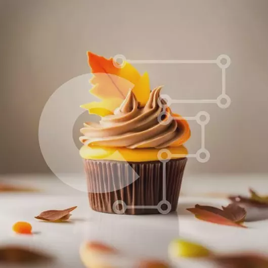 Intra Συλλεκτικό Ξύλινο Παζλ Plywood  4mm - Λαχταριστό Cupcake σοκολάτας με κάλυμμα φθινοπώρου Σε Ξύλινο Κουτί - Διαστάσεις: 10x10 cm – 25 κομμάτια