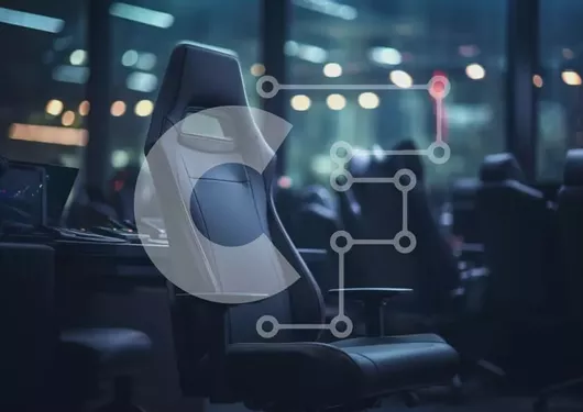 Intra Συλλεκτικό Ξύλινο Παζλ Plywood  4mm - Μαύρη καρέκλα γραφείου σε κενό χώρο εργασίας με φορητό υπολογιστή Σε Ξύλινο Κουτί - Διαστάσεις Puzzle: 10x10 cm – 25 κομμάτια