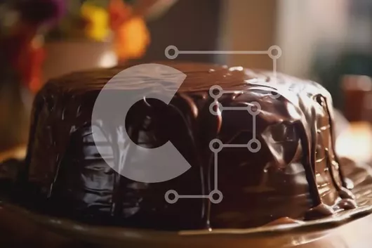 Intra Συλλεκτικό Ξύλινο Παζλ Plywood  4mm - Λαχταριστό κέικ σοκολάτας με παγωμένο σοκολάτα σε ένα πιάτο Σε Ξύλινο Κουτί - Διαστάσεις: 10x10 cm – 25 κομμάτια