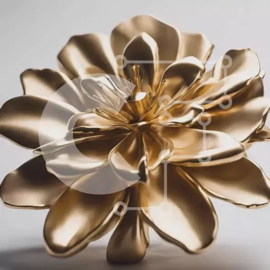 Intra Συλλεκτικό Ξύλινο Παζλ Plywood  4mm - Χρυσό γλυπτό λουλουδιών σε λευκή επιφάνεια Σε Ξύλινο Κουτί - Διαστάσεις: 10x10 cm – 25 κομμάτια