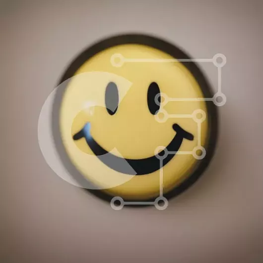 Intra Συλλεκτικό Ξύλινο Παζλ Plywood  4mm - Κίτρινο Smiley Face κουμπί με μαύρο περίγραμμα Σε Ξύλινο Κουτί - Διαστάσεις: 10x10 cm – 25 κομμάτια