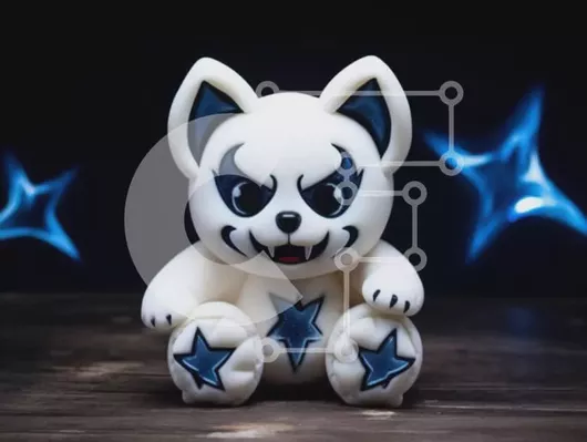 Intra Συλλεκτικό Ξύλινο Παζλ Plywood  4mm - Στυλιζαρισμένη φιγούρα παιχνιδιού αρκούδας με μπλε πινελιές Σε Ξύλινο Κουτί - Διαστάσεις: 10x10 cm – 25 κομμάτια