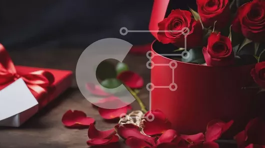 Intra Συλλεκτικό Ξύλινο Παζλ Plywood  4mm - Ρομαντική ανθοδέσμη του Αγίου Βαλεντίνου με κόκκινα τριαντάφυλλα και κουτί δώρου Σε Ξύλινο Κουτί - Διαστάσεις: 10x10 cm – 25 κομμάτια