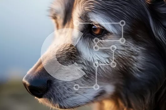 Intra Συλλεκτικό Ξύλινο Παζλ Plywood  4mm - Κοντινό πλάνο ενός υγρού σκύλου με μακρύ δασύτριχο παλτό Σε Ξύλινο Κουτί - Διαστάσεις: 10x10 cm – 25 κομμάτια