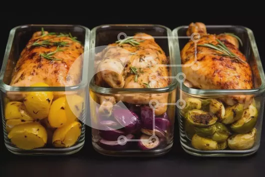 Intra Συλλεκτικό Ξύλινο Παζλ Plywood  4mm - Γυάλινα βάζα με κοτόπουλο, κρεμμύδια, λαχανάκια Βρυξελλών και δεντρολίβανο Σε Ξύλινο Κουτί - Διαστάσεις: 10x10 cm – 25 κομμάτια