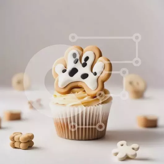 Intra Συλλεκτικό Ξύλινο Παζλ Plywood  4mm - Νόστιμο Cupcake με στάμπα σκύλου με χαριτωμένα πασπαλίσματα με θέμα τον σκύλο Σε Ξύλινο Κουτί - Διαστάσεις: 10x10 cm – 25 κομμάτια