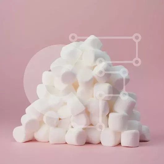 Intra Συλλεκτικό Ξύλινο Παζλ Plywood  4mm - Στοιβαγμένα Marshmallows σε ροζ φόντο Σε Ξύλινο Κουτί - Διαστάσεις: 10x10 cm – 25 κομμάτια