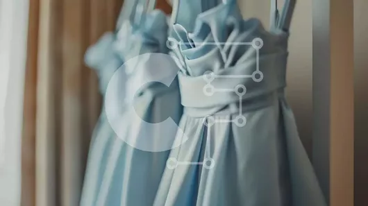 Intra Συλλεκτικό Ξύλινο Παζλ Plywood  4mm - Τρία μπλε φορέματα παράνυμφων που κρέμονται στο κιγκλίδωμα Σε Ξύλινο Κουτί - Διαστάσεις Puzzle: 10x10 cm – 25 κομμάτια