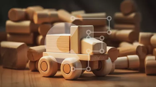 Intra Συλλεκτικό Ξύλινο Παζλ Plywood  4mm - Ξύλινο φορτηγό παιχνιδιών σε ξύλινη επιφάνεια Σε Ξύλινο Κουτί - Διαστάσεις: 10x10 cm – 25 κομμάτια