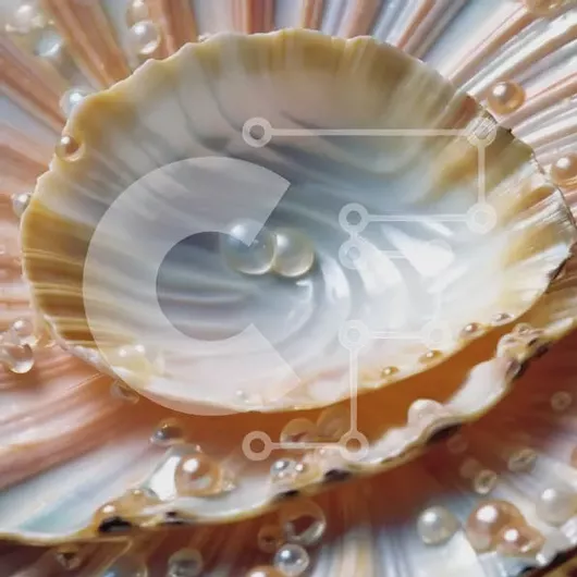 Intra Συλλεκτικό Ξύλινο Παζλ Plywood  4mm - Κοντινή εικόνα του μαργαριταρένιου κοχυλιού στρειδιών με σταγονίδια νερού Σε Ξύλινο Κουτί - Διαστάσεις: 10x10 cm – 25 κομμάτια