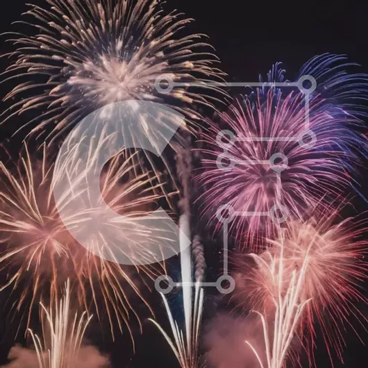 Intra Συλλεκτικό Ξύλινο Παζλ Plywood  4mm - Πολύχρωμη επίδειξη πυροτεχνημάτων στο σκοτεινό ουρανό Σε Ξύλινο Κουτί - Διαστάσεις: 10x10 cm – 25 κομμάτια