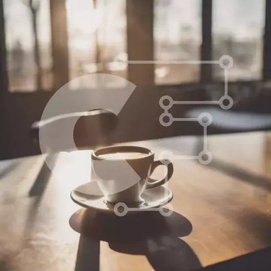 Intra Συλλεκτικό Ξύλινο Παζλ Plywood  4mm - Φλιτζάνι καφέ στο τραπέζι με το φως του ήλιου μέσα από το παράθυρο Σε Ξύλινο Κουτί - Διαστάσεις: 10x10 cm – 25 κομμάτια