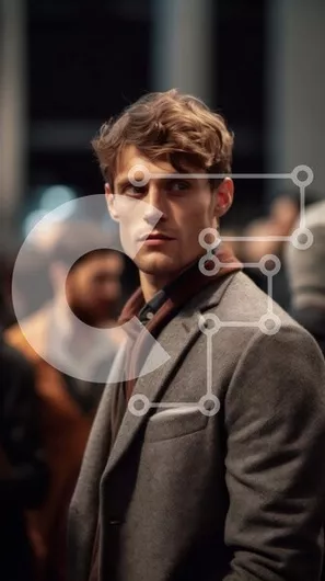 Intra Συλλεκτικό Ξύλινο Παζλ Plywood  4mm - Σοβαρός επιχειρηματίας με γκρι κοστούμι και καφέ κασκόλ απευθύνεται στο πλήθος Σε Ξύλινο Κουτί - Διαστάσεις Puzzle: 10x10 cm – 25 κομμάτια