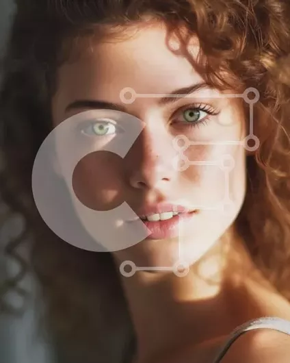 Intra Συλλεκτικό Ξύλινο Παζλ Plywood  4mm - Όμορφο πορτρέτο μιας σγουρά κοκκινομάλλα γυναίκας με πράσινα μάτια Σε Ξύλινο Κουτί - Διαστάσεις Puzzle: 10x10 cm – 25 κομμάτια