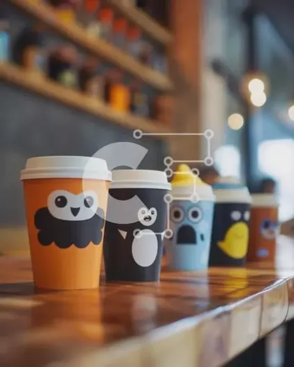 Intra Συλλεκτικό Ξύλινο Παζλ Plywood  4mm - Πολύχρωμα φλιτζάνια καφέ με σχέδια ζώων και κινούμενων σχεδίων Σε Ξύλινο Κουτί - Διαστάσεις: 10x10 cm – 25 κομμάτια