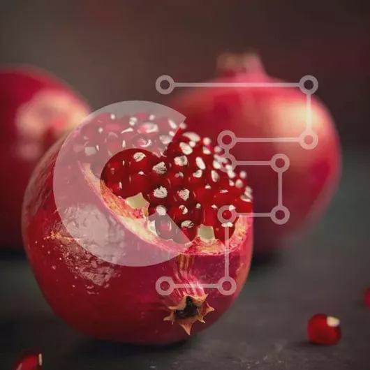 Intra Συλλεκτικό Ξύλινο Παζλ Plywood  4mm - Φρέσκα ρόδια σε σκοτεινή επιφάνεια Σε Ξύλινο Κουτί - Διαστάσεις: 10x10 cm – 25 κομμάτια