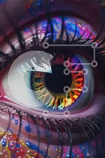 Intra Συλλεκτικό Ξύλινο Παζλ Plywood  4mm - Πολύχρωμο ζωγραφισμένο γυναικείο μάτι Σε Ξύλινο Κουτί - Διαστάσεις Puzzle: 10x10 cm – 25 κομμάτια