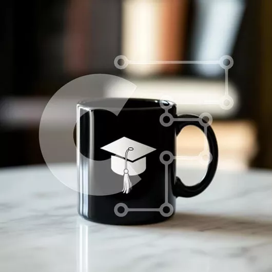 Intra Συλλεκτικό Ξύλινο Παζλ Plywood  4mm - Μαύρη κούπα με σχέδιο αποφοίτησης Σε Ξύλινο Κουτί - Διαστάσεις Puzzle: 10x10 cm – 25 κομμάτια