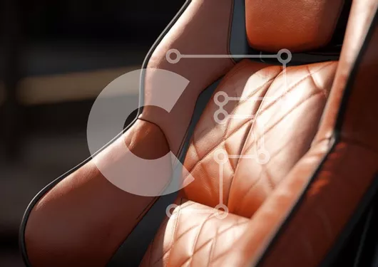 Intra Συλλεκτικό Ξύλινο Παζλ Plywood  4mm - Κοντινό πλάνο ενός πολυτελούς καθίσματος αυτοκινήτου σε καφέ δέρμα Σε Ξύλινο Κουτί - Διαστάσεις Puzzle: 10x10 cm – 25 κομμάτια