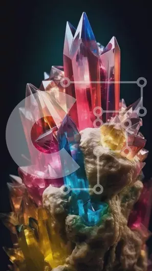 Intra Συλλεκτικό Ξύλινο Παζλ Plywood  4mm - Ζωντανοί πολύχρωμοι κρύσταλλοι σε σκούρο φόντο Σε Ξύλινο Κουτί - Διαστάσεις Puzzle: 10x10 cm – 25 κομμάτια