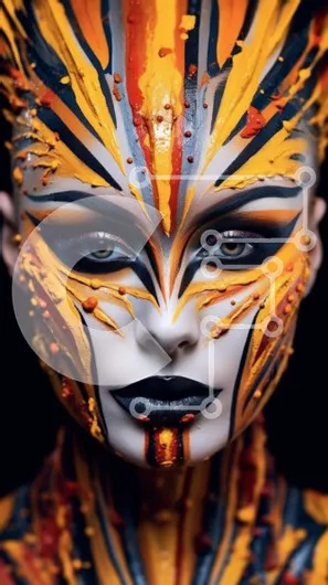 Intra Συλλεκτικό Ξύλινο Παζλ Plywood  4mm - Πολύχρωμη ζωγραφική προσώπου σε μια γυναίκα με μαύρα ρούχα Σε Ξύλινο Κουτί - Διαστάσεις Puzzle: 10x10 cm – 25 κομμάτια