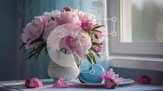 Intra Συλλεκτικό Ξύλινο Παζλ Plywood  4mm - Γιορτή με λουλούδια και τούρτα δίπλα στο παράθυρο Σε Ξύλινο Κουτί - Διαστάσεις: 10x10 cm – 25 κομμάτια