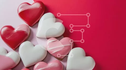 Intra Συλλεκτικό Ξύλινο Παζλ Plywood  4mm - Μπισκότα σε σχήμα καρδιάς για την ημέρα του Αγίου Βαλεντίνου σε πορτοκαλί και ροζ φόντο Σε Ξύλινο Κουτί - Διαστάσεις: 10x10 cm – 25 κομμάτια