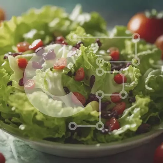 Intra Συλλεκτικό Ξύλινο Παζλ Plywood  4mm - Φρέσκια και υγιεινή σαλάτα με μαρούλι, ντοματίνια και κόκκινα κρεμμύδια Σε Ξύλινο Κουτί - Διαστάσεις: 10x10 cm – 25 κομμάτια