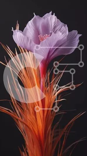 Intra Συλλεκτικό Ξύλινο Παζλ Plywood  4mm - Όμορφη εικόνα ενός ροζ λουλουδιού με πορτοκαλί φτερά σε σκούρο φόντο Σε Ξύλινο Κουτί - Διαστάσεις: 10x10 cm – 25 κομμάτια