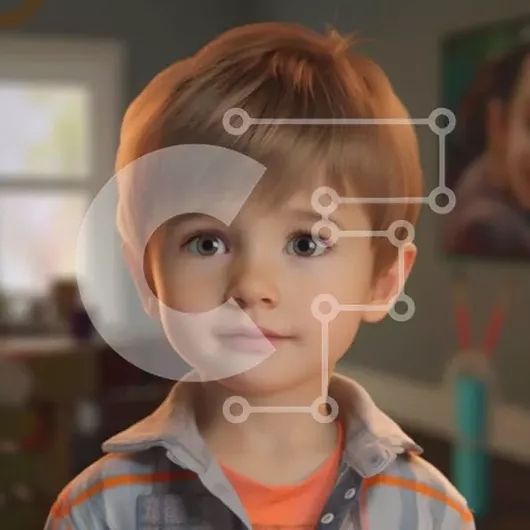 Intra Συλλεκτικό Ξύλινο Παζλ Plywood  4mm - Ψηφιακά αποδοθέν παιδί με πορτοκαλί πουκάμισο Σε Ξύλινο Κουτί - Διαστάσεις Puzzle: 10x10 cm – 25 κομμάτια