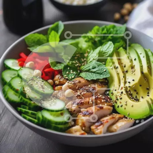 Intra Συλλεκτικό Ξύλινο Παζλ Plywood  4mm - Ζωντανό μπολ με ψητό κοτόπουλο και φρέσκα λαχανικά Σε Ξύλινο Κουτί - Διαστάσεις: 10x10 cm – 25 κομμάτια