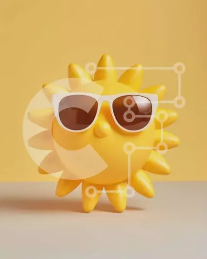 Intra Συλλεκτικό Ξύλινο Παζλ Plywood  4mm - Χαρούμενο παιχνίδι ηλίου με γυαλιά ηλίου σε πορτοκαλί φόντο Σε Ξύλινο Κουτί - Διαστάσεις Puzzle: 10x10 cm – 25 κομμάτια