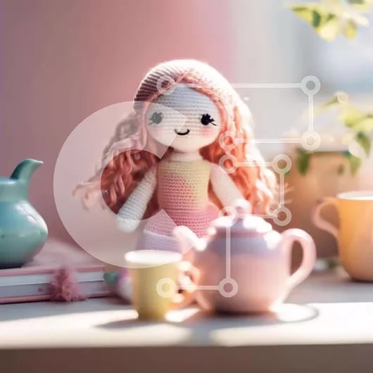 Intra Συλλεκτικό Ξύλινο Παζλ Plywood  4mm - Κούκλα με ροζ μαλλιά και τσαγιέρες Σε Ξύλινο Κουτί - Διαστάσεις: 10x10 cm – 25 κομμάτια