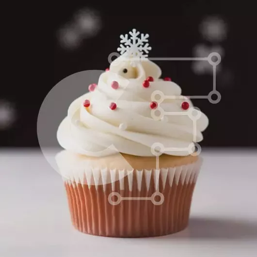 Intra Συλλεκτικό Ξύλινο Παζλ Plywood  4mm - Cupcake με White Frosting και Red Sprinkles Σε Ξύλινο Κουτί - Διαστάσεις: 10x10 cm – 25 κομμάτια