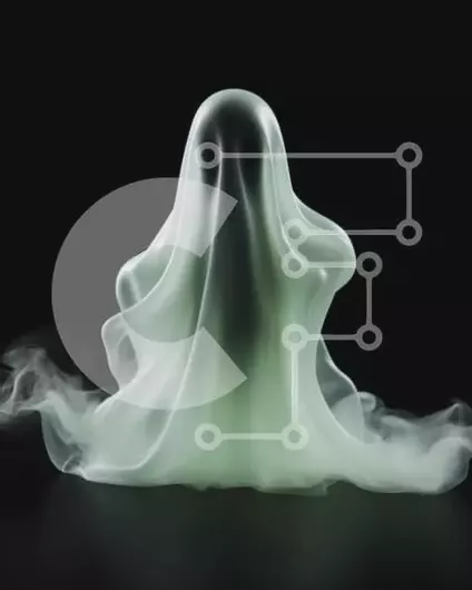 Intra Συλλεκτικό Ξύλινο Παζλ Plywood  4mm - Green Ghost in Mid-Air για τους εορτασμούς του Halloween Σε Ξύλινο Κουτί - Διαστάσεις Puzzle: 10x10 cm – 25 κομμάτια