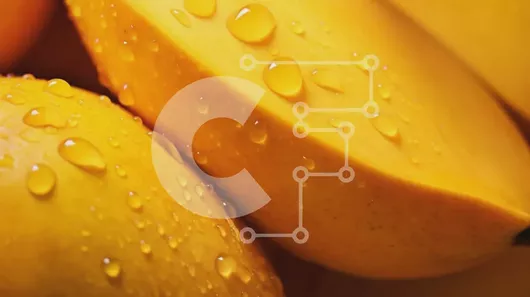 Intra Συλλεκτικό Ξύλινο Παζλ Plywood  4mm - Κοντινό πλάνο ώριμα κίτρινα μάνγκο με σταγονίδια νερού Σε Ξύλινο Κουτί - Διαστάσεις: 10x10 cm – 25 κομμάτια