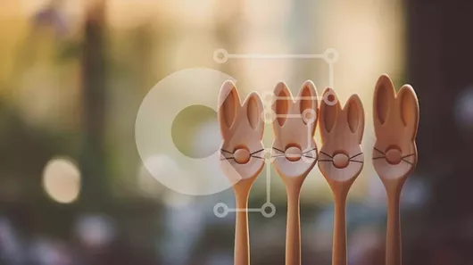 Intra Συλλεκτικό Ξύλινο Παζλ Plywood  4mm - Ξύλινα κουτάλια με πρόσωπα λαγουδάκι Σε Ξύλινο Κουτί - Διαστάσεις Puzzle: 10x10 cm – 25 κομμάτια